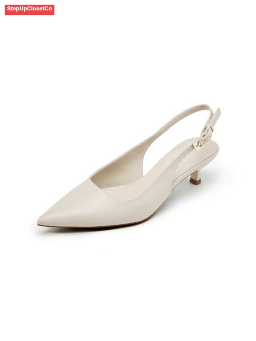 Kitten Heel Slingback Pumps Pointed Toe Dress Shoes Low Heel for Office Wedding